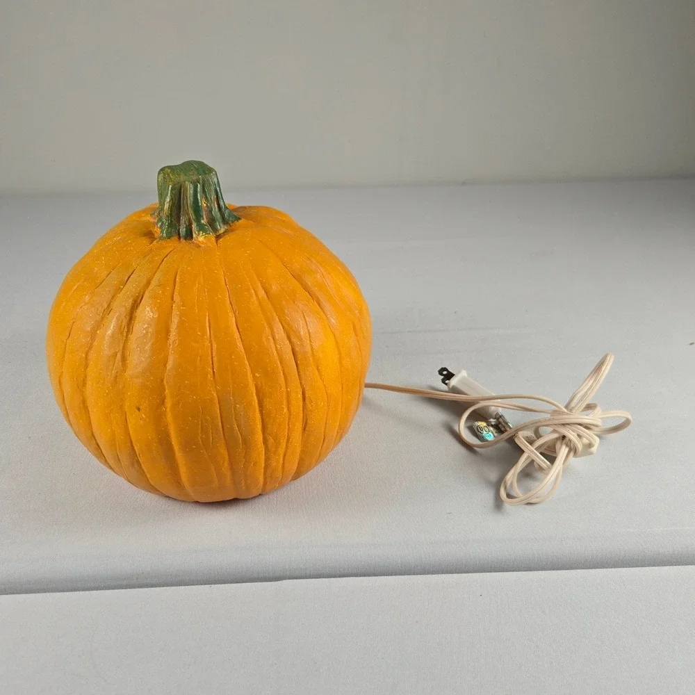 Vintage Halloween Jack O Lantern Pumpkin Light Blow Mold Table Decor Working